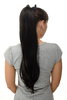 Hairpiece PONYTAIL (comb & ribbon wrap-around system) extension full volume long straight darkbrown