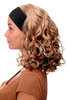 Lady Quality Wig fixed black head band shoulder length voluminous curled brown brunette blond mix