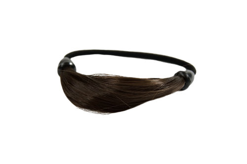 NHA-003B-10 Invisible Hair binder tie scrunchy medium brown synthetic hair