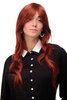 Lady Quality Wig length long bangs worn as side parting straight layered dark copper red