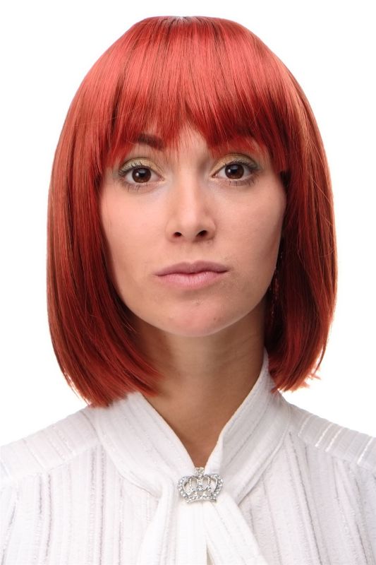 short bright red wig