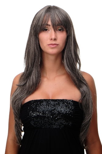 Lady Quality Wig Cosplay very long long bangs fringe can part to side straight dark grey