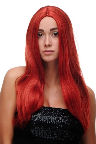SA-151-137 Lady Quality Wig long straight beautiful middle parting bright fiery mixed red 23" inch