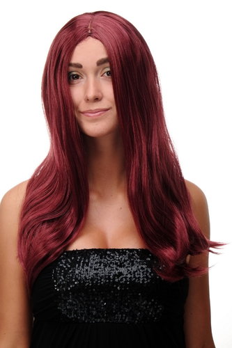 Lady Quality Wig long straight beautiful middle parting aubergine pomegranate red 23" inch