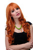 Lady Quality Cosplay Wig very long beautiful curling ends straight top fringe bangs orange red