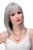 Lady Quality Wig medium length naugthy long bangs (can part to side) straight layered silvery grey