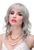 Lady Quality Wig wavy slightly stringy wet look fringe bangs (can part to side or middle) grey