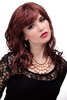Lady Quality Wig wavy slightly stringy wet look fringe bangs (can part to side or middle) red brown