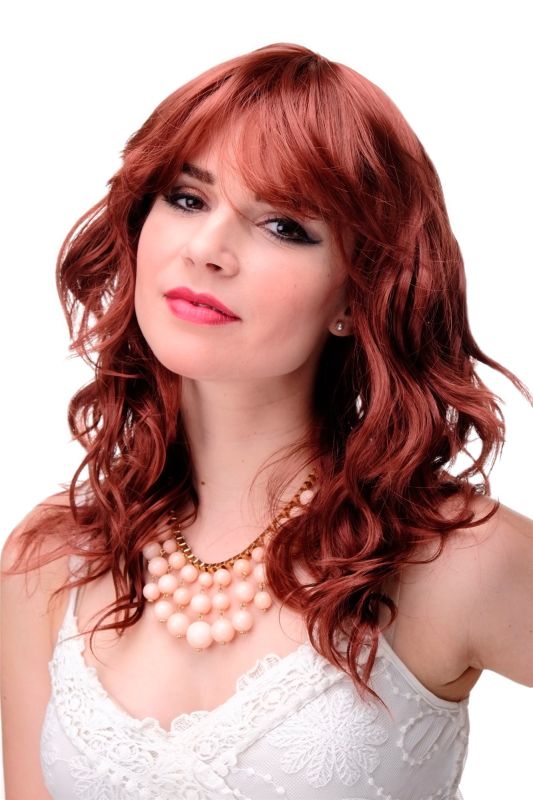 Lady Quality Wig Wavy Slightly Stringy Wet Look Fringe Bangs Can