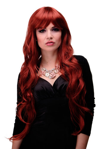 Lady Quality Wig Cosplay extremely long volume layered long finge bangs (can part to side) dark red