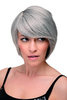 Lady Quality Wig Cosplay short long bob page side parting (of very long fringe) bright silver grey