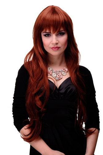 Lady Quality Wig Cosplay extremely long volume layered finge bangs (can part to side) copper red