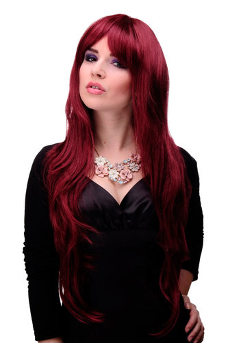 Lady Quality Wig extremely long voluminously layered long finge bangs (can part to side) aubergine
