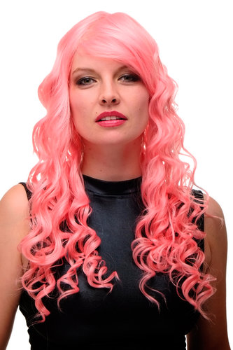 Lady Quality Wig Cosplay beautiful pink curls volume long fringe parted very long 25"