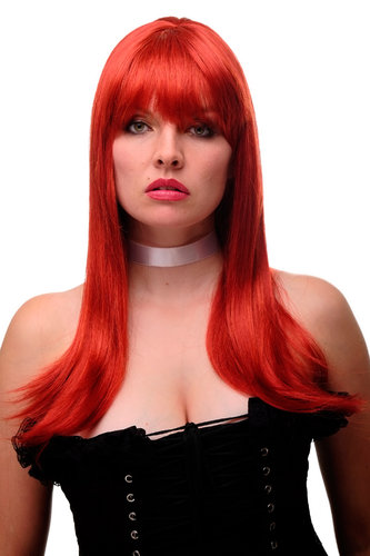 Stunning Lady Quality Wig Cosplay long straight 50s 60s beehive backcombed fringe bangsfiery red