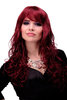 Lady Quality Wig very long curly curled slightly stringy wetlook fringe aubergine pomegranate red