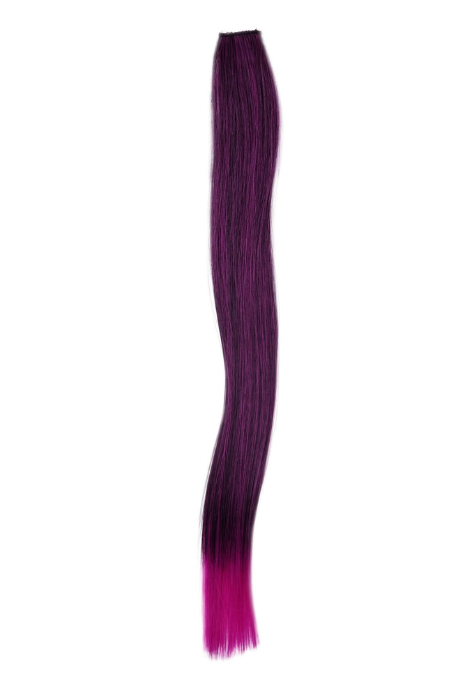 WIG ME UP ® - YZF-P1S18-1BTTF2405 One Clip Clip-In extension strand  highlight straight micro clip, 1,5 inch wide, 18 inches black bright neon  purple mix