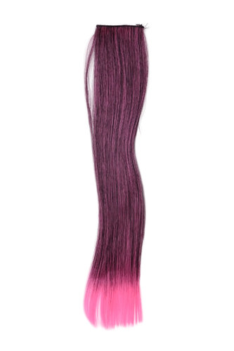 1 x Two Clip Clip-In extension strand highlight straight long black pink mix
