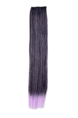 1 x Two Clip Clip-In extension strand highlight straight long black neon violet mix