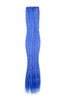 1 x Two Clip Clip-In extension strand highlight straight long blue white mix