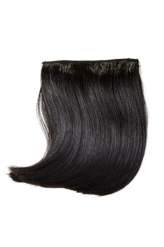 Clip-in Bangs Fringe curved parted to side HIGH QUALITY heat resistant synthetic fiber medium black