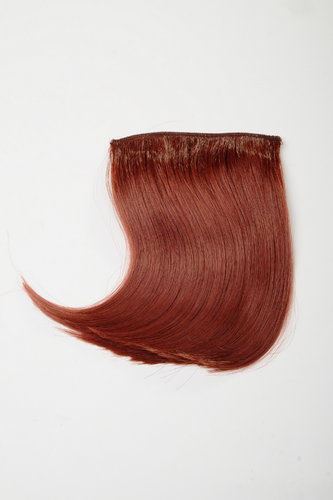 Clip-in Bangs Fringe curved parted to side HIGH QUALITY heat resistant synthetic fiber dark red