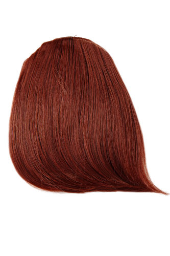 Hair Piece Clip-in Bangs Fringe curving side parting parted heat resistant fiber styleable dark red
