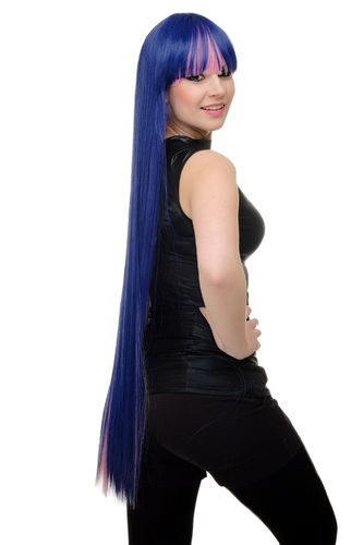 YZF-7128 Lady Cosplay Quality Wig bangs straight very long 3 colours blue violet pink