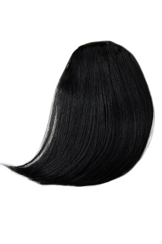Hair Piece Clip-in Bangs Fringe curved side parting heat resistant fiber styleable deep black