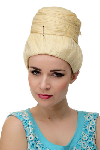 Lady Quality Wig Cosplay turban style towering beehive 50s 60s hairbun bun Diva bright blond