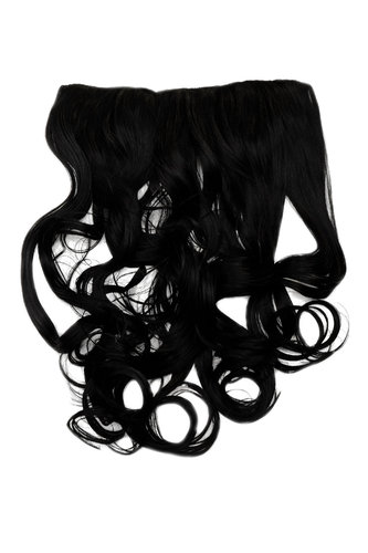 Hairpiece Halfwig (half wig) 5 Clip-In Extension heat resistant long curled curls deep black