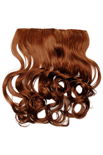 Hairpiece Halfwig 5 Clip-In Extension heat resistant long curled curls light copper brown