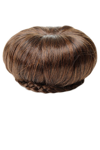 N372-2T30 Hairbun Hairpiece bun hair knot Vintags 50s 60s style braided rim chestnut brown mix