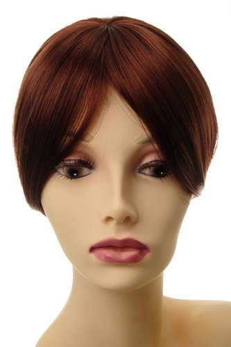 L008-35 Clip-In Hairpiece Toupée Top Hair replacement auburn dark red brown 4 Clips