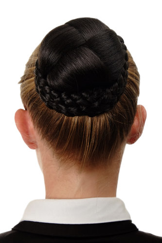 Hairbun Hairpiece bun hair knot braided elaborate braided plaited rim traditional custom dark brown