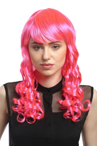 Lady Party Wig Halloween Gothic Lolita long baroque colonial romantic corkscrew curls coils pink