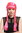 Lady Party Wig Halloween Lolita schoolgirl long braided plaits with ribbons fringe pink 23"