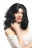 Lady Party Wig Halloween Fancy Dress long very voluminous curly curls middle-parting black 20"
