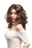 Lady Party Wig Halloween Fancy Dress long very voluminous curly curls middle-parting brown 20"
