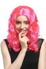 Lady Party Wig Halloween Fancy Dress long very voluminous curly curls middle-parting pink 20"