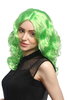 Lady Party Wig Halloween Fancy Dress long very voluminous curly curls middle-parting green 20"