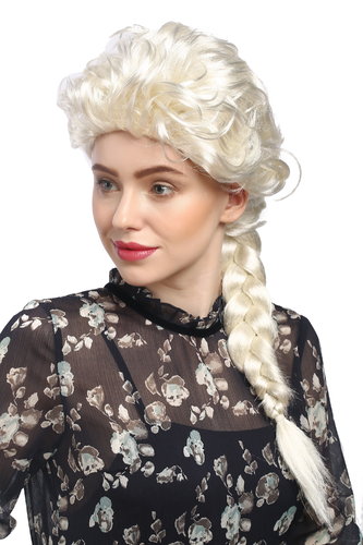 Baroque Lady Party Wig Halloween Fancy Dress platinum bright blond long braided ponytail Princess
