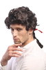 Man Lady Party Wig Casanova Baroque Renaissance short with ponytail ribbon Poet Court Lord brown