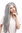 Lady Party Wig Halloween long kinked grey hair straight middle parting Vampire Witch Old Hippy 23"