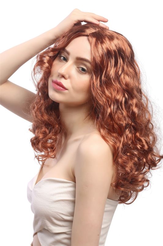Sar065 P130 Lady Party Wig Halloween Long Wavy To Curly Voluminous