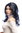 Lady Party Wig Fancy Dress glamorous black & blue & violett strand Diva middle parting wavy long