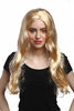 Lady Party Wig Fancy Dress bright gold blond long straight hair Princess Beatnik middle parting