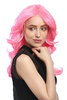 Lady Party Wig Halloween Fancy Dress glamorous pink Diva middle parting layered wavy long 20"