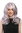 Lady Party Wig Halloween Diva silver grey and light purple strands middle parting long 20"