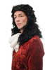 Man Gents Party Wig Fancy Dress Baroque Renaissance curls black Lord Prince King Aristocrat Noble